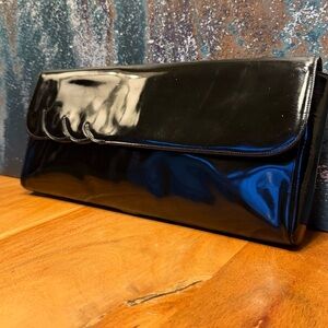 Charles Jourdan Paris Vintage 80’s Black Leather Clutch Classic Minimalist (EUC)